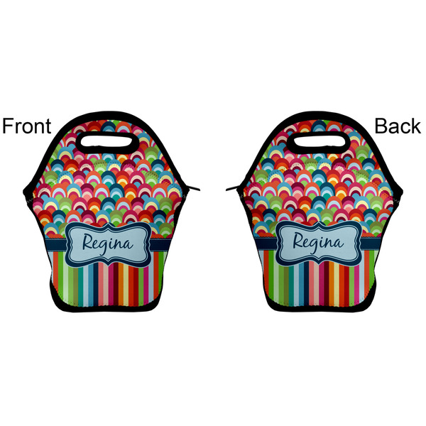 Retro Scales & Stripes Lunch Bag - Front and Back