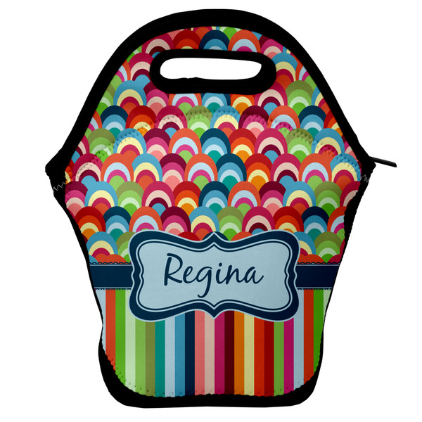 Custom Retro Scales & Stripes Lunch Bag w/ Name or Text