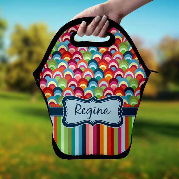 Retro Scales & Stripes Lunch Bag - Hand