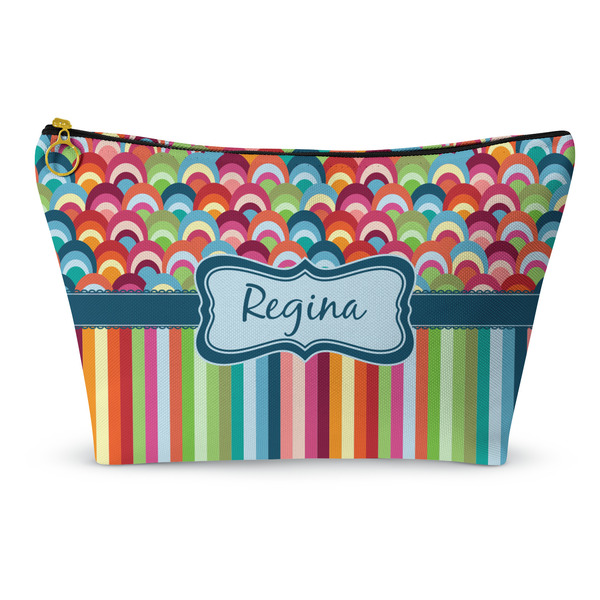 Custom Retro Scales & Stripes Makeup Bag - Large - 12.5"x7" (Personalized)