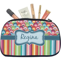 Retro Scales & Stripes Makeup / Cosmetic Bag - Medium (Personalized)