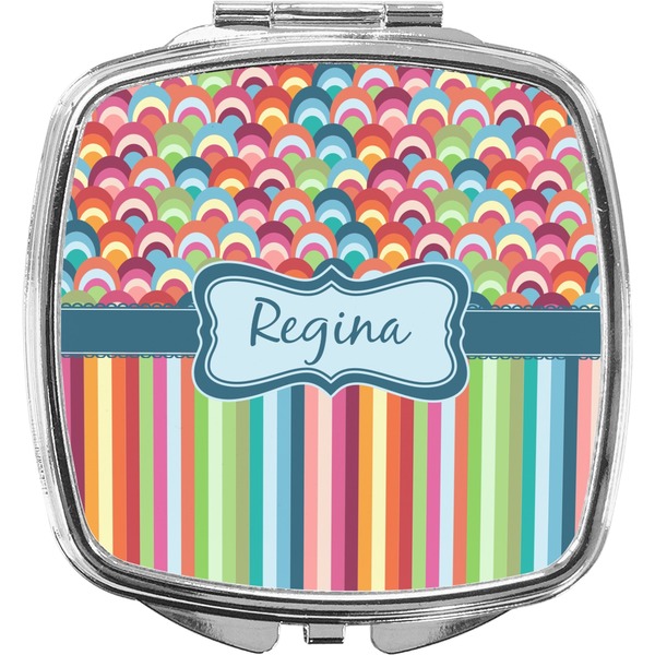 Custom Retro Scales & Stripes Compact Makeup Mirror (Personalized)