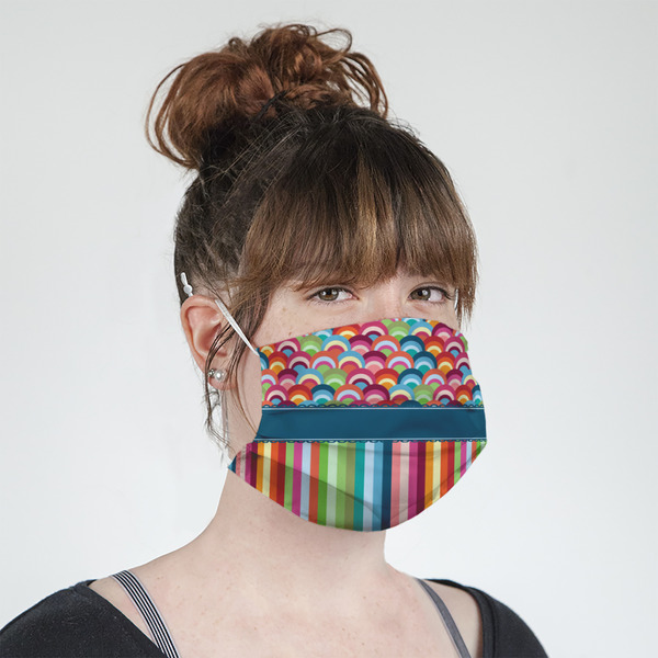 Retro Scales & Stripes Mask - Quarter View on Girl