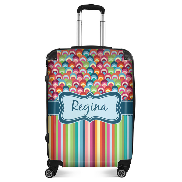 Custom Retro Scales & Stripes Suitcase - 24" Medium - Checked (Personalized)
