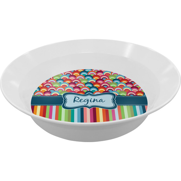 Custom Retro Scales & Stripes Melamine Bowl (Personalized)