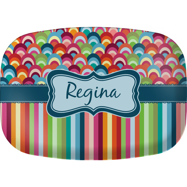 Custom Retro Scales & Stripes Melamine Platter w/ Name or Text