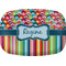 Retro Scales & Stripes Melamine Platter w/ Name or Text