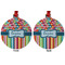 Retro Scales & Stripes Metal Ball Ornament - Front and Back