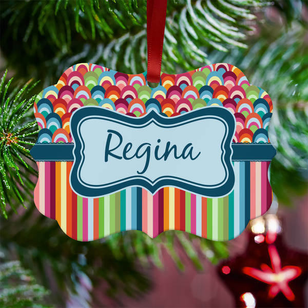 Retro Scales & Stripes Metal Benilux Ornament - Lifestyle