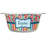 Retro Scales & Stripes Stainless Steel Dog Bowl (Personalized)