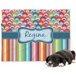 Retro Scales & Stripes Dog Blanket - Large (Personalized)