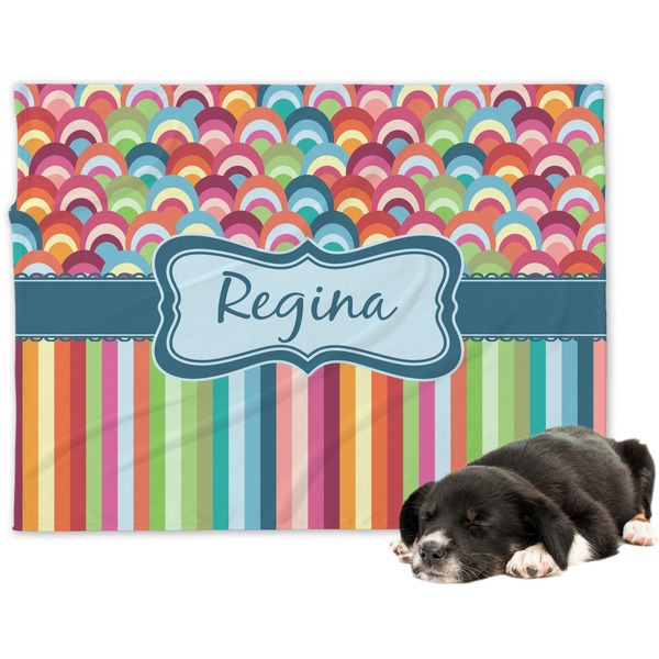 Custom Retro Scales & Stripes Dog Blanket - Large (Personalized)