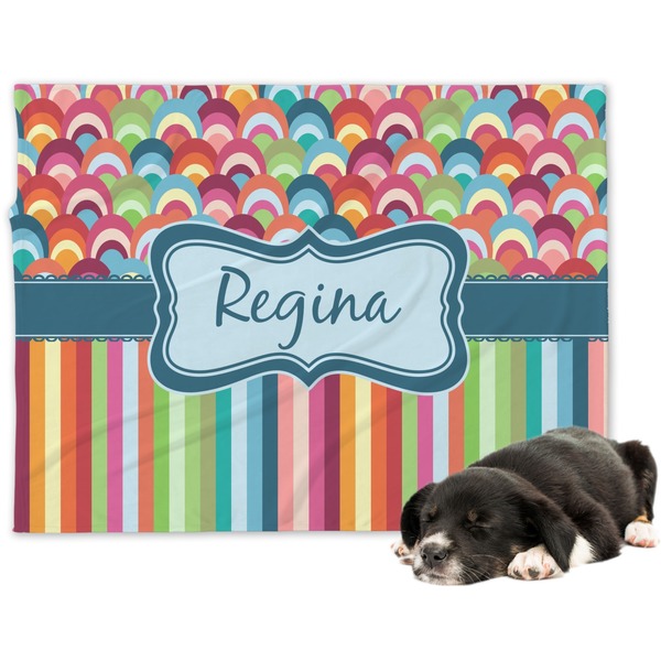 Custom Retro Scales & Stripes Dog Blanket - Regular (Personalized)