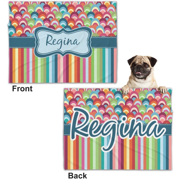 Retro Scales & Stripes Microfleece Dog Blanket - Regular - Front & Back