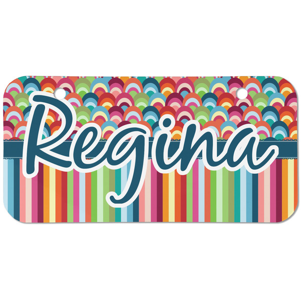 Retro Scales & Stripes Mini Bicycle License Plate - Two Holes