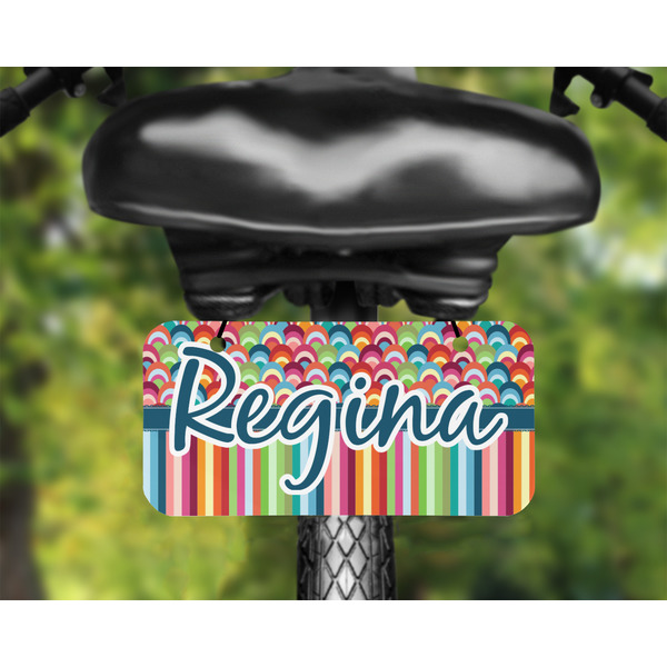 Retro Scales & Stripes Mini License Plate on Bicycle - LIFESTYLE Two holes