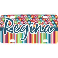 Retro Scales & Stripes Mini / Bicycle License Plate (4 Holes) (Personalized)
