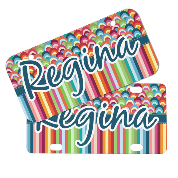 Retro Scales & Stripes Mini License Plates - MAIN (4 and 2 Holes)