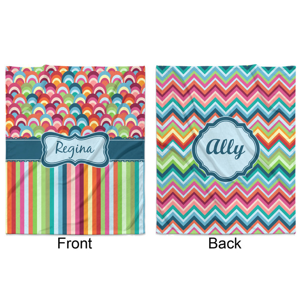 Retro Scales & Stripes Minky Blanket - 50"x60" - Double Sided - Front & Back