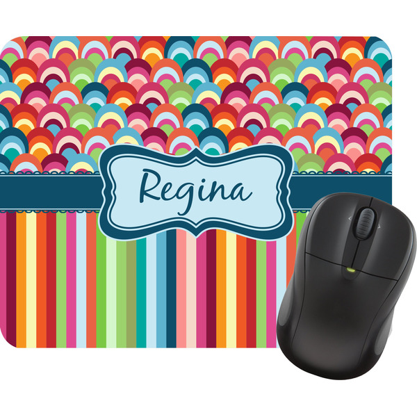 Custom Retro Scales & Stripes Rectangular Mouse Pad (Personalized)