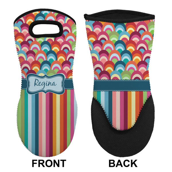 Retro Scales & Stripes Neoprene Oven Mitt (Front & Back)