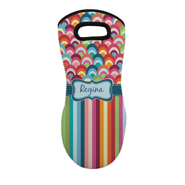 Custom Retro Scales & Stripes Neoprene Oven Mitt - Single w/ Name or Text