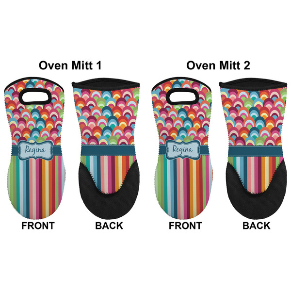 Retro Scales & Stripes Neoprene Oven Mitt - Set of 2 - Approval
