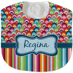 Retro Scales & Stripes Velour Baby Bib w/ Name or Text