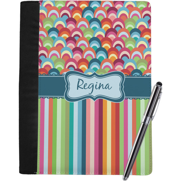 Custom Retro Scales & Stripes Notebook Padfolio - Large w/ Name or Text