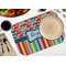 Retro Scales & Stripes Octagon Placemat - Single front (LIFESTYLE) Flatlay