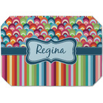 Retro Scales & Stripes Dining Table Mat - Octagon (Single-Sided) w/ Name or Text