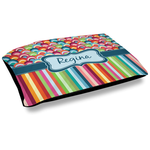 Custom Retro Scales & Stripes Outdoor Dog Bed - Large (Personalized)
