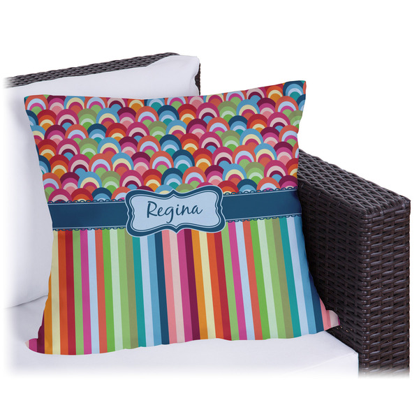 Custom Retro Scales & Stripes Outdoor Pillow - 20" (Personalized)