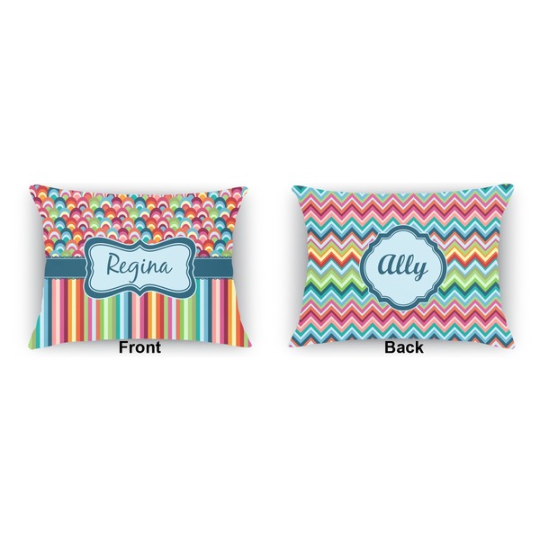 Retro Scales & Stripes  Outdoor Rectangular Throw Pillow (Front and Back)