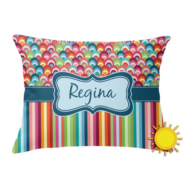 Custom Retro Scales & Stripes Outdoor Throw Pillow (Rectangular) (Personalized)