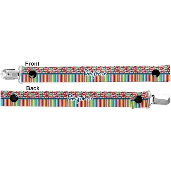 Retro Scales & Stripes Pacifier Clip - Front and Back