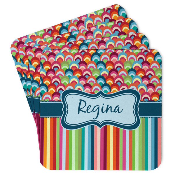 Custom Retro Scales & Stripes Paper Coasters (Personalized)