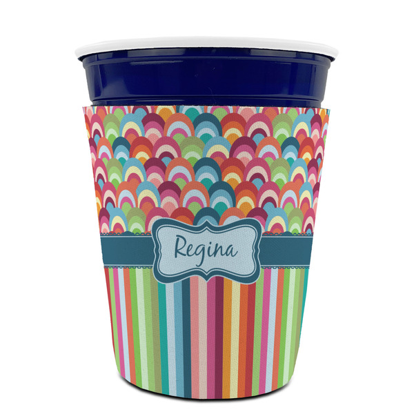 Retro Scales & Stripes Party Cup Sleeves - without bottom - FRONT (on cup)