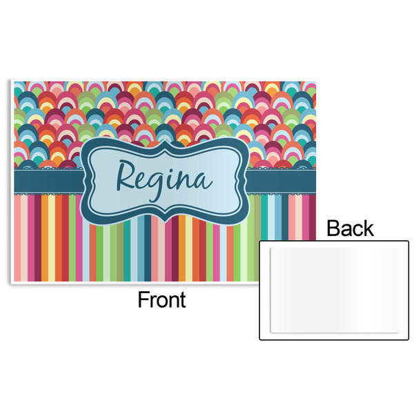 Retro Scales & Stripes Disposable Paper Placemat - Front & Back