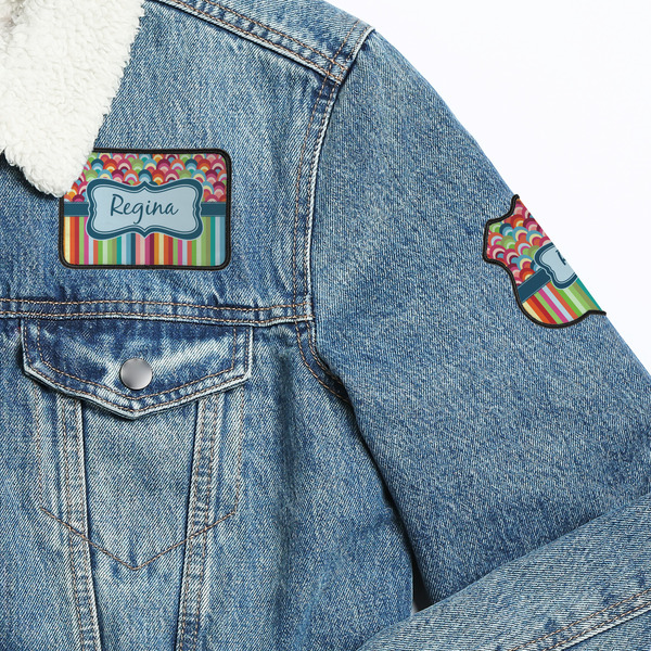 Retro Scales & Stripes Patches Lifestyle Jean Jacket Detail