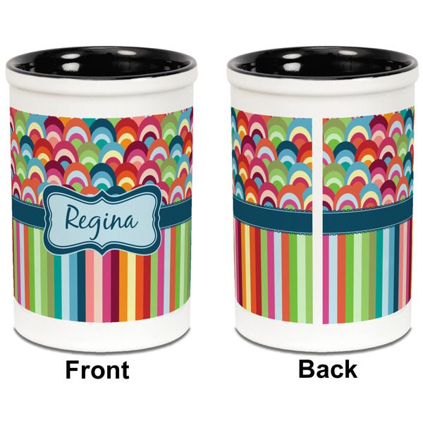 Retro Scales & Stripes Pencil Holder - Black - approval