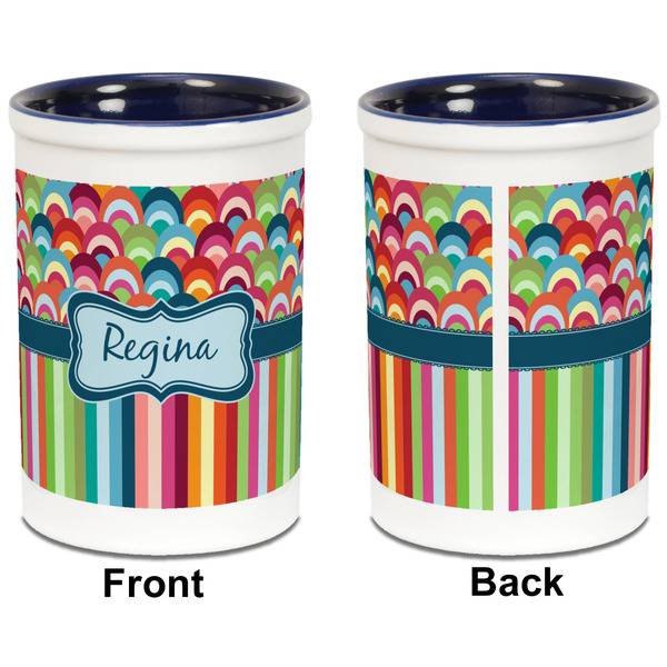 Retro Scales & Stripes Pencil Holder - Blue - approval