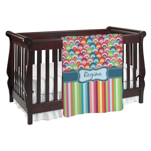 Custom Retro Scales & Stripes Baby Blanket (Single Sided) (Personalized)