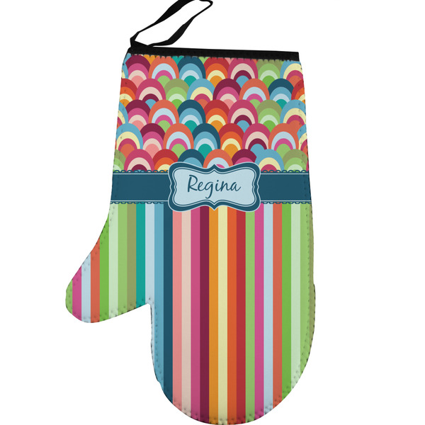 Custom Retro Scales & Stripes Left Oven Mitt (Personalized)
