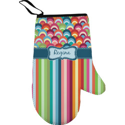 Retro Scales & Stripes Right Oven Mitt w/ Name or Text