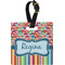 Retro Scales & Stripes Plastic Luggage Tag - Square w/ Name or Text