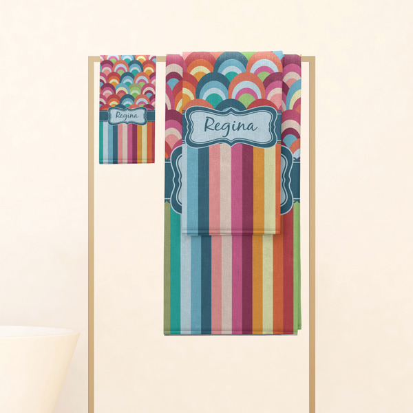 Retro Scales & Stripes Personalized Towel Set