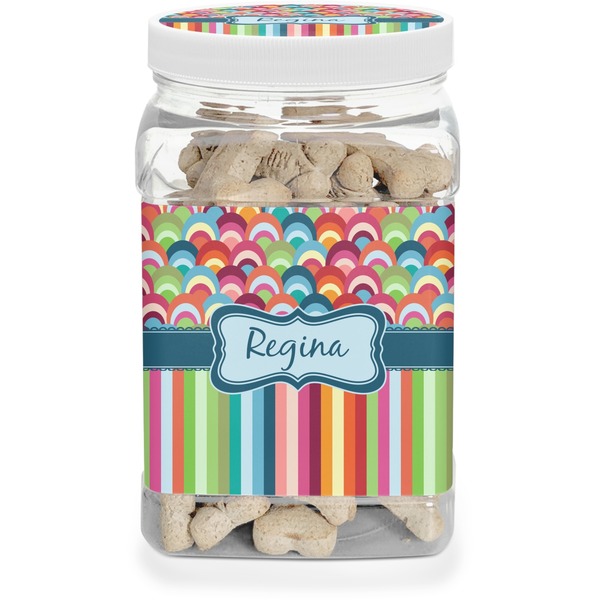 Custom Retro Scales & Stripes Dog Treat Jar (Personalized)