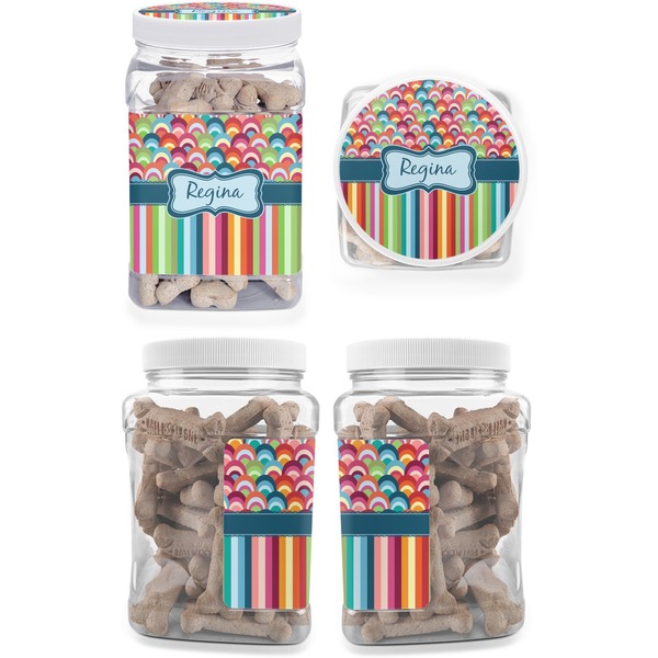 Retro Scales & Stripes Pet Treat Jar - Multiple Angles