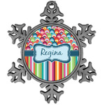Retro Scales & Stripes Vintage Snowflake Ornament (Personalized)